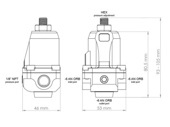 Fuel pressure regulator FPR100s -06 AN / Dash 6