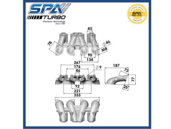 Intake manifold for VW 8V EA827 engines with 2 Weber IDF carburetors