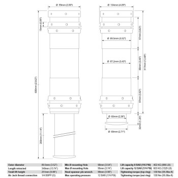 Air Jack 90 Competition complete set 3pc, 8 bar / 120 psi