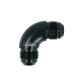 High Flow Adapter Union Dash 8 Male to Dash 8 Male - 90° - black