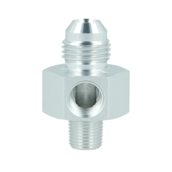 Adapter Dash 6 Male to NPT 1/8" Male with Port NPT 1/8" - satin silver