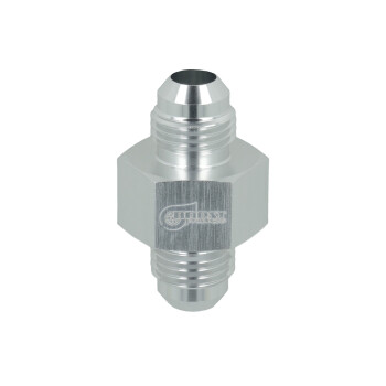 Adapter Dash 6 Male to Dash 6 Male with Port NPT 1/8" - satin silver