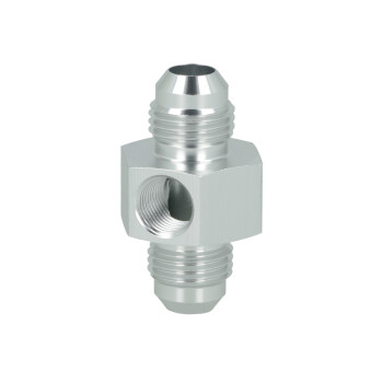 Adapter Dash 6 Male to Dash 6 Male with Port NPT 1/8" - satin silver