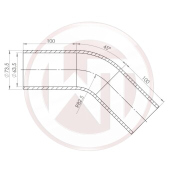 Ø63,5mm Silicone hose 45° elbow black | Wagner...