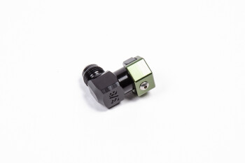 SAE quick connect adapter 3/8" female to -06 AN / Dash 6 male - low profile elbow