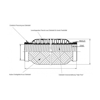 Flex pipe 28mm diameter, 76mm Length
