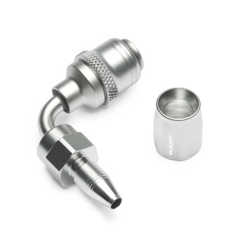 Quick Click Female Hose End Dash 4 / -04 AN - 90° - matte silver