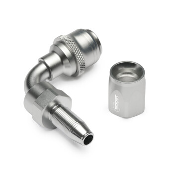 Quick Click Female Hose End Dash 6 / -06 AN - 90° - matte silver