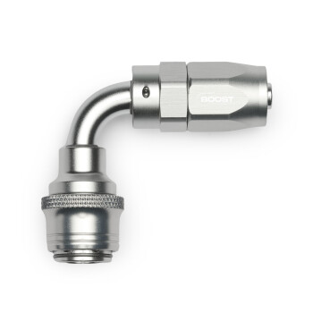 Quick Click Female Hose End Dash 6 / -06 AN - 90° - matte silver
