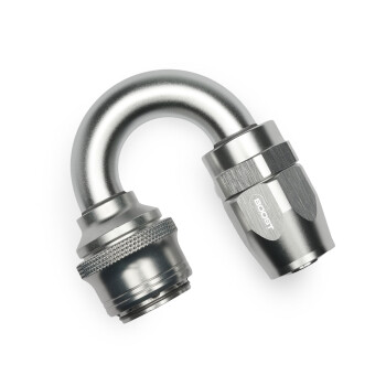 Quick Click Female Hose End Dash 10 / -10 AN - 180° - matte silver