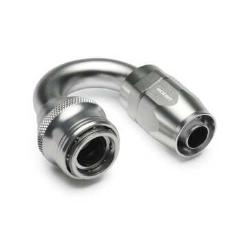 Quick Click Female Hose End Dash 10 / -10 AN - 180° - matte silver