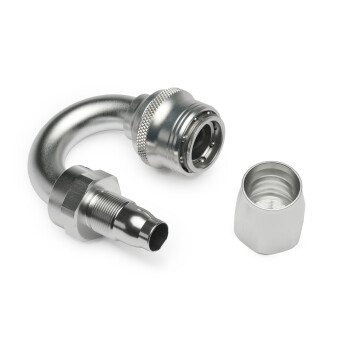 Quick Click Female Hose End Dash 10 / -10 AN - 180° - matte silver