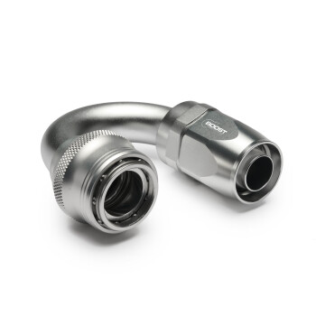 Quick Click Female Hose End Dash 12 / -12 AN - 180° - matte silver