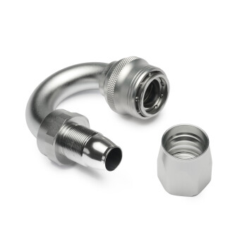 Quick Click Female Hose End Dash 12 / -12 AN - 180° - matte silver