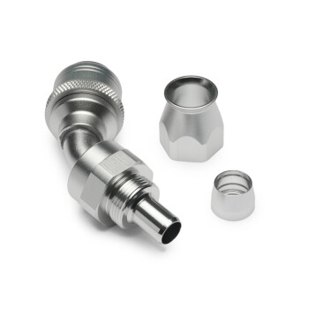 Quick Click Female PTFE Hose End Dash 6 / -06 AN - 45° - matte silver