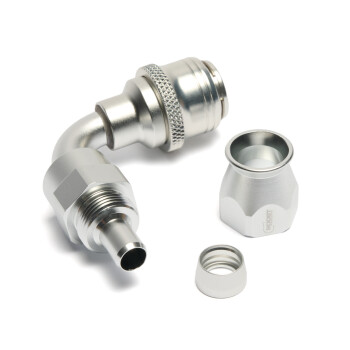 Quick Click Female PTFE Hose End Dash 8 / -08 AN - 90° - matte silver