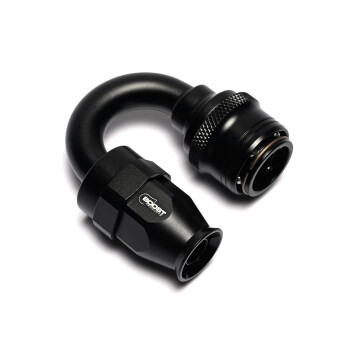 Quick Click Female PTFE Hose End Dash 6 / -06 AN - 180° - matte black