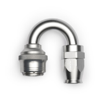 Quick Click Female PTFE Hose End Dash 6 / -06 AN - 180° - matte silver