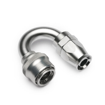 Quick Click Female PTFE Hose End Dash 8 / -08 AN - 180° - matte silver