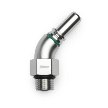 High Flow Quick Click Male Fitting Dash 4 / -04 AN to ORB Dash 4 / -04 AN - 45° - matte silver
