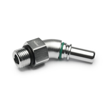 High Flow Quick Click Male Fitting Dash 4 / -04 AN to ORB Dash 4 / -04 AN - 45° - matte silver