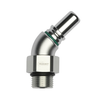 High Flow Quick Click Male Fitting Dash 8 / -08 AN to ORB Dash 8 / -08 AN - 45° - matte silver