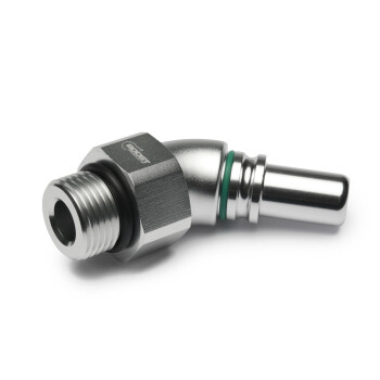 High Flow Quick Click Male Fitting Dash 8 / -08 AN to ORB Dash 8 / -08 AN - 45° - matte silver