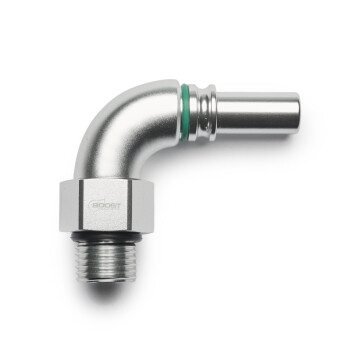 High Flow Quick Click Male Fitting Dash 4 / -04 AN to ORB Dash 4 / -04 AN - 90° - matte silver