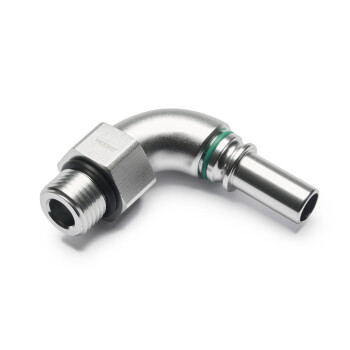 High Flow Quick Click Male Fitting Dash 4 / -04 AN to ORB Dash 4 / -04 AN - 90° - matte silver