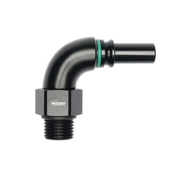 High Flow Quick Click Male Fitting Dash 6 / -06 AN to ORB Dash 6 / -06 AN - 90° - matte black