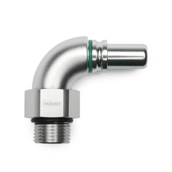High Flow Quick Click Male Fitting Dash 8 / -08 AN to ORB Dash 8 / -08 AN - 90° - matte silver