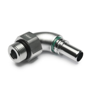 High Flow Quick Click Male Fitting Dash 8 / -08 AN to ORB Dash 8 / -08 AN - 90° - matte silver