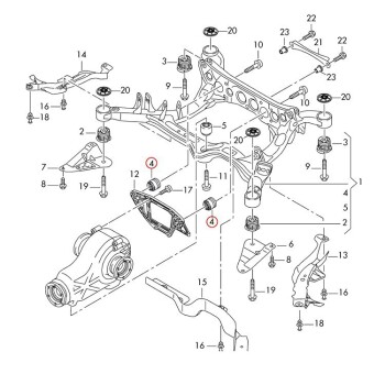 Rear Differential Carrier Mount Insert Kit, Audi S8 (2012-2016)